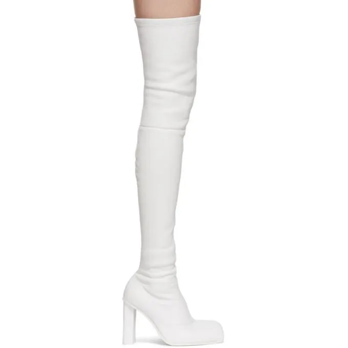 Alexander McQueen White Over-The-Knee Peak Boots