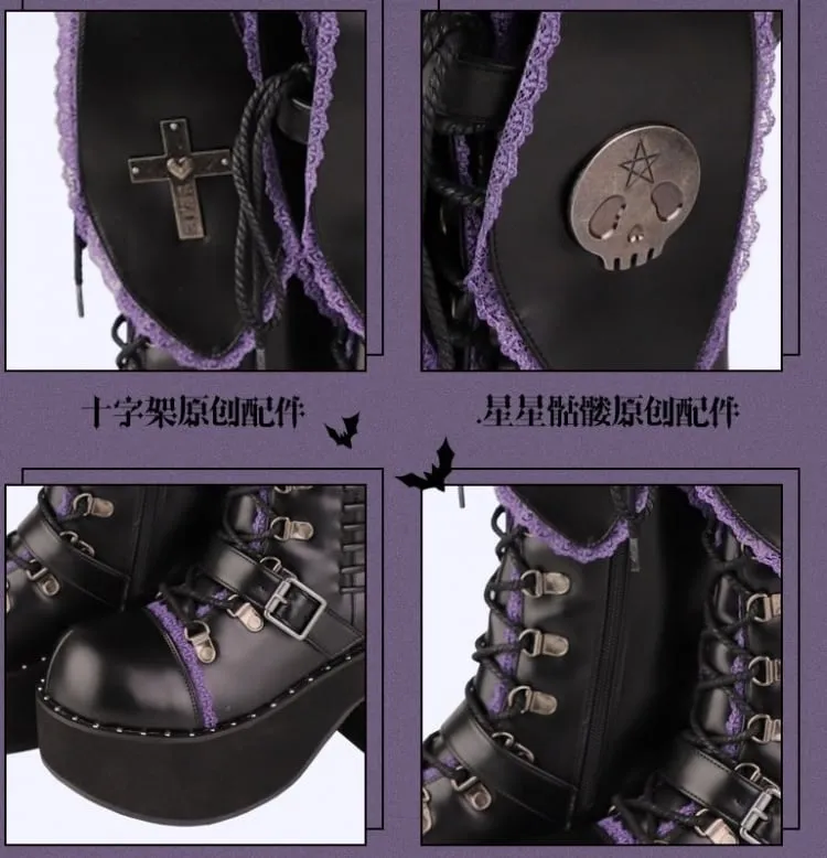 Bad Bunny Lace Trim Bunny Ears Platform Boots