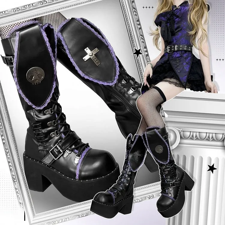 Bad Bunny Lace Trim Bunny Ears Platform Boots