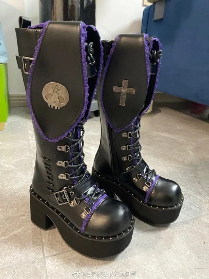 Bad Bunny Lace Trim Bunny Ears Platform Boots