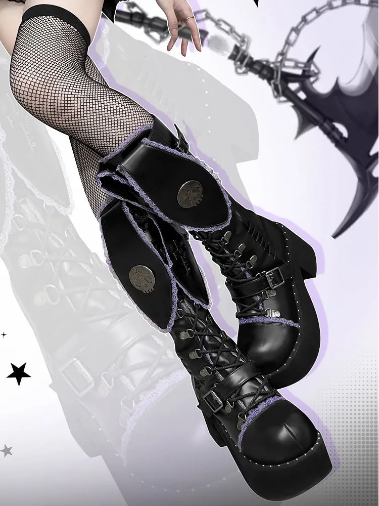 Bad Bunny Lace Trim Bunny Ears Platform Boots