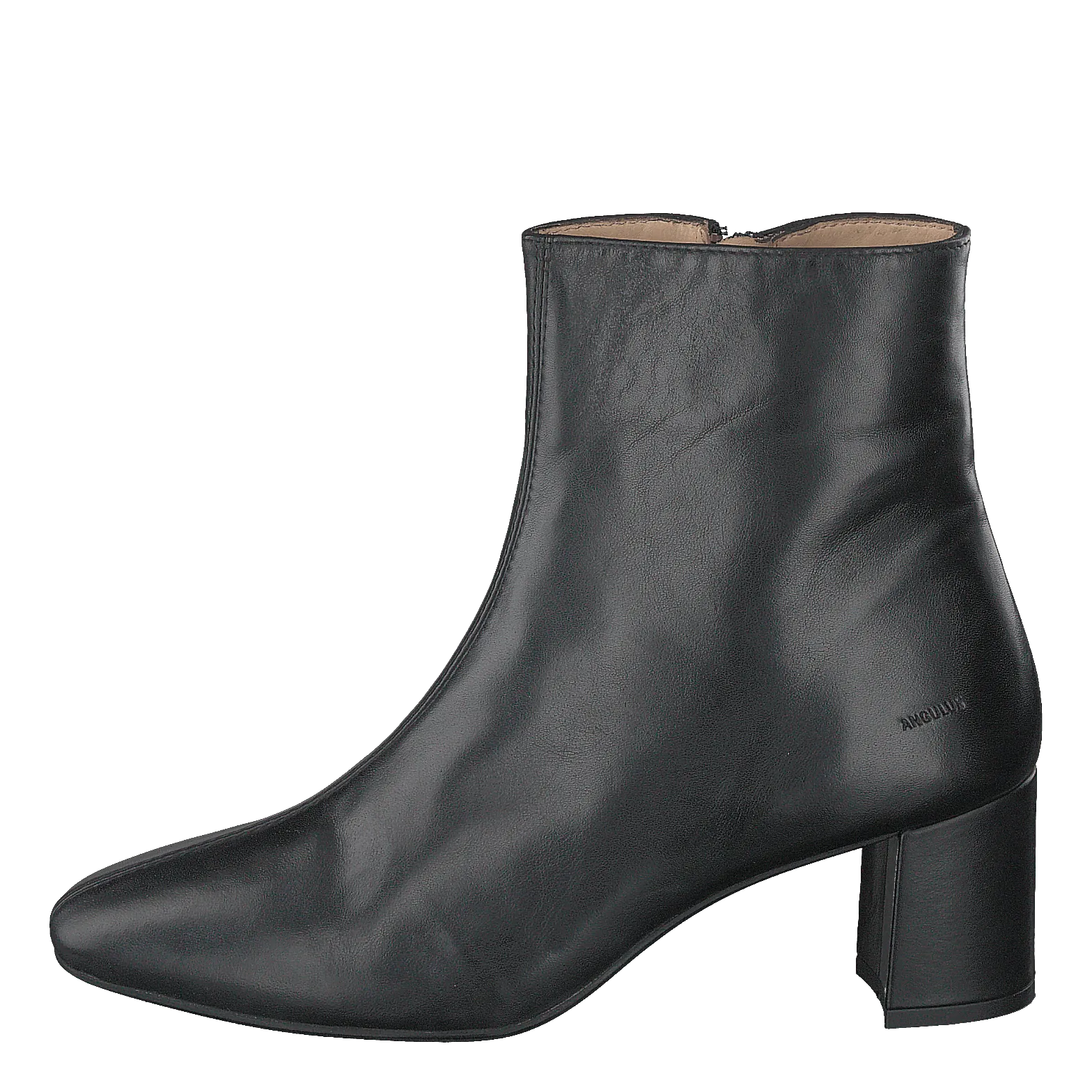 Block Heel Boot With Zipper Black