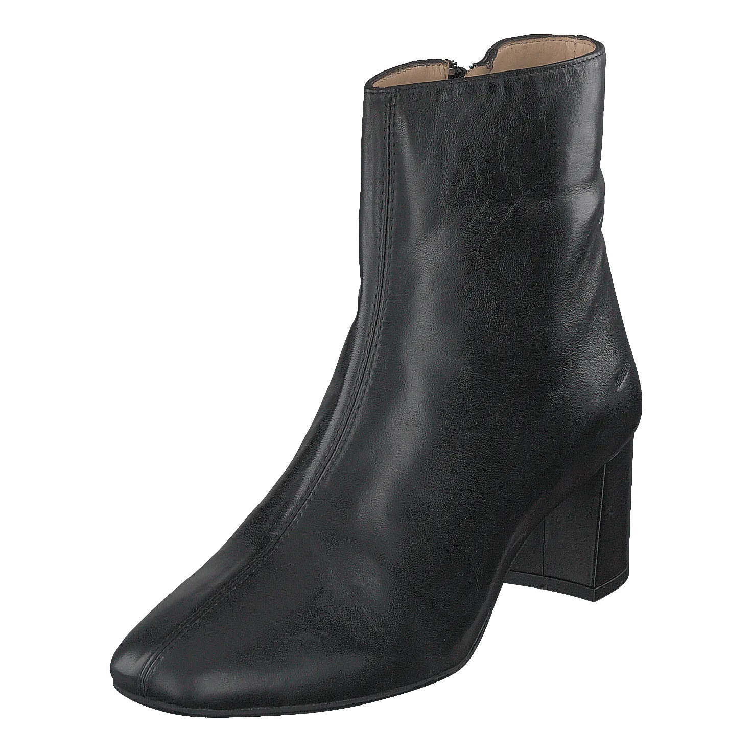 Block Heel Boot With Zipper Black