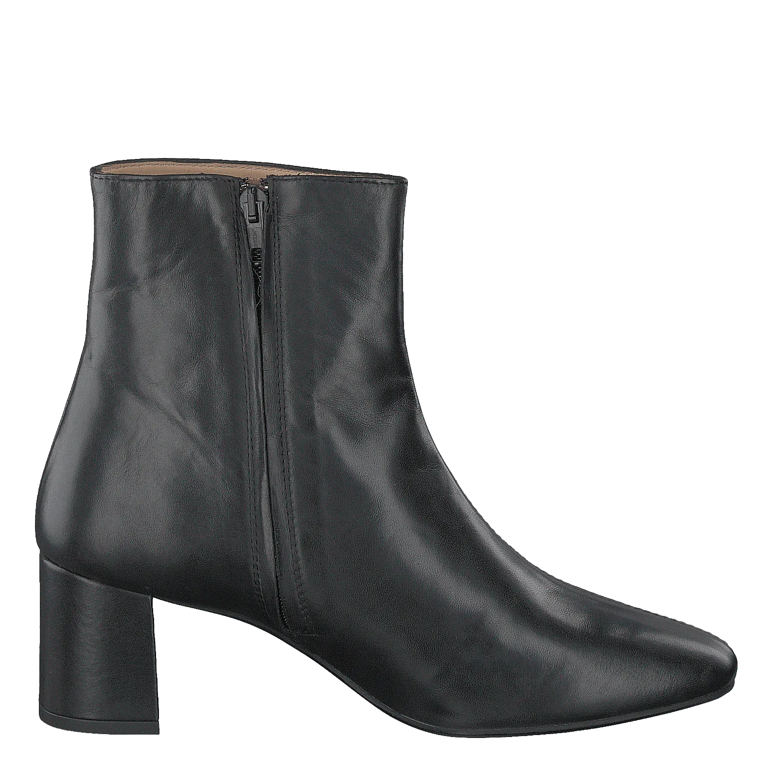 Block Heel Boot With Zipper Black