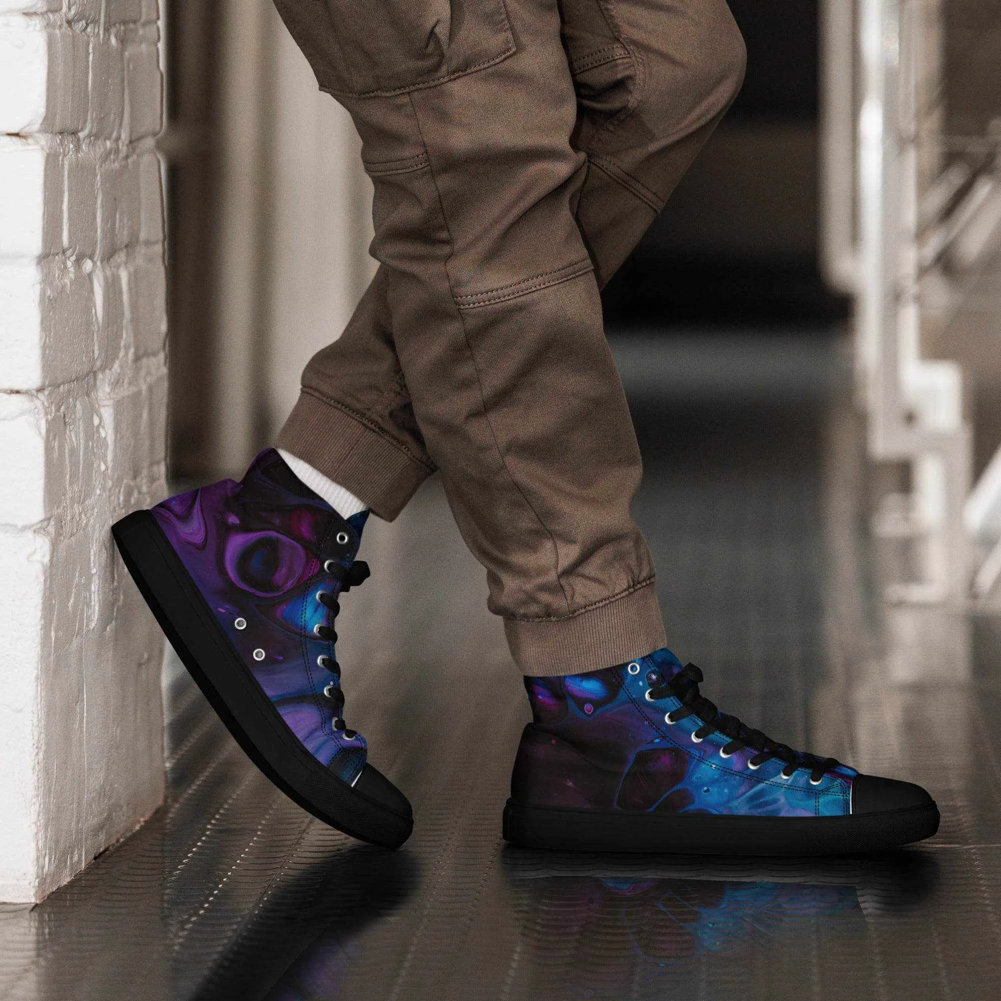 Dark Galaxy Colored High Top Canvas Shoes