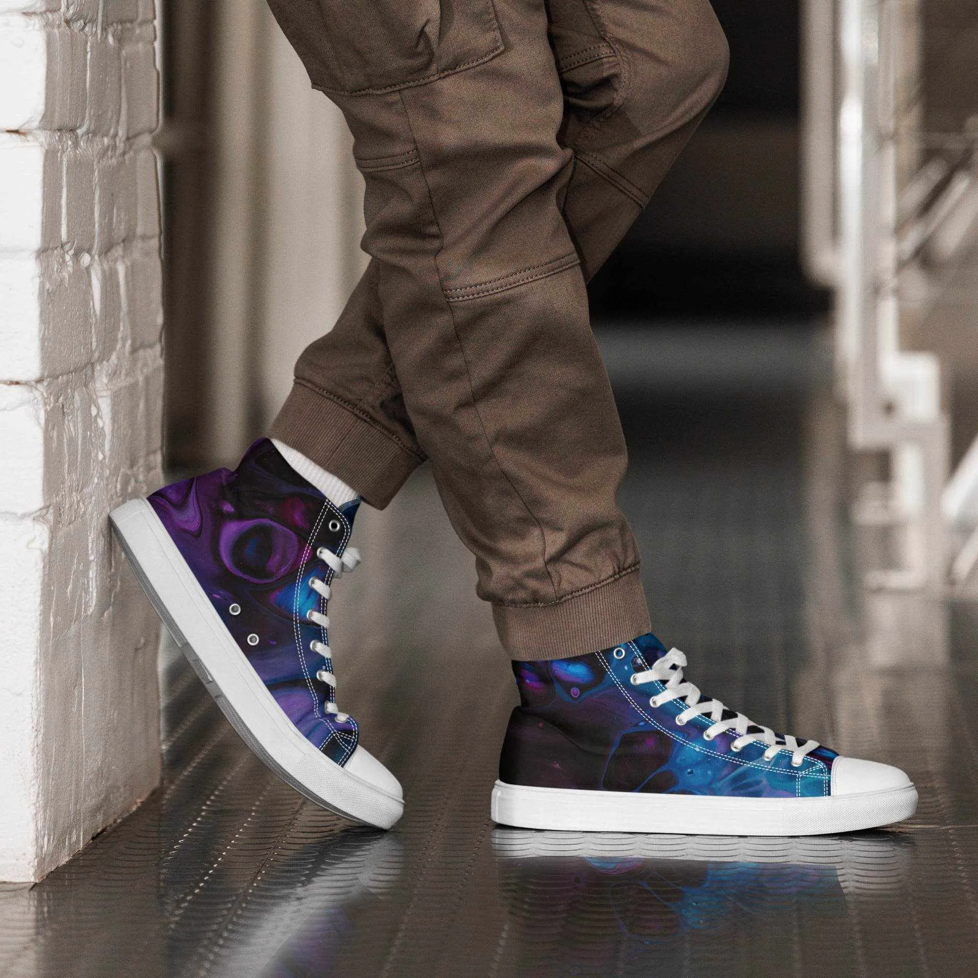 Dark Galaxy Colored High Top Canvas Shoes