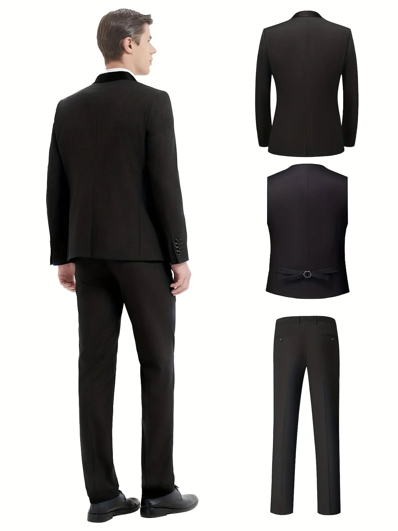 Elegant 3Piece Mens Tuxedo Set Jacket Vest Pants