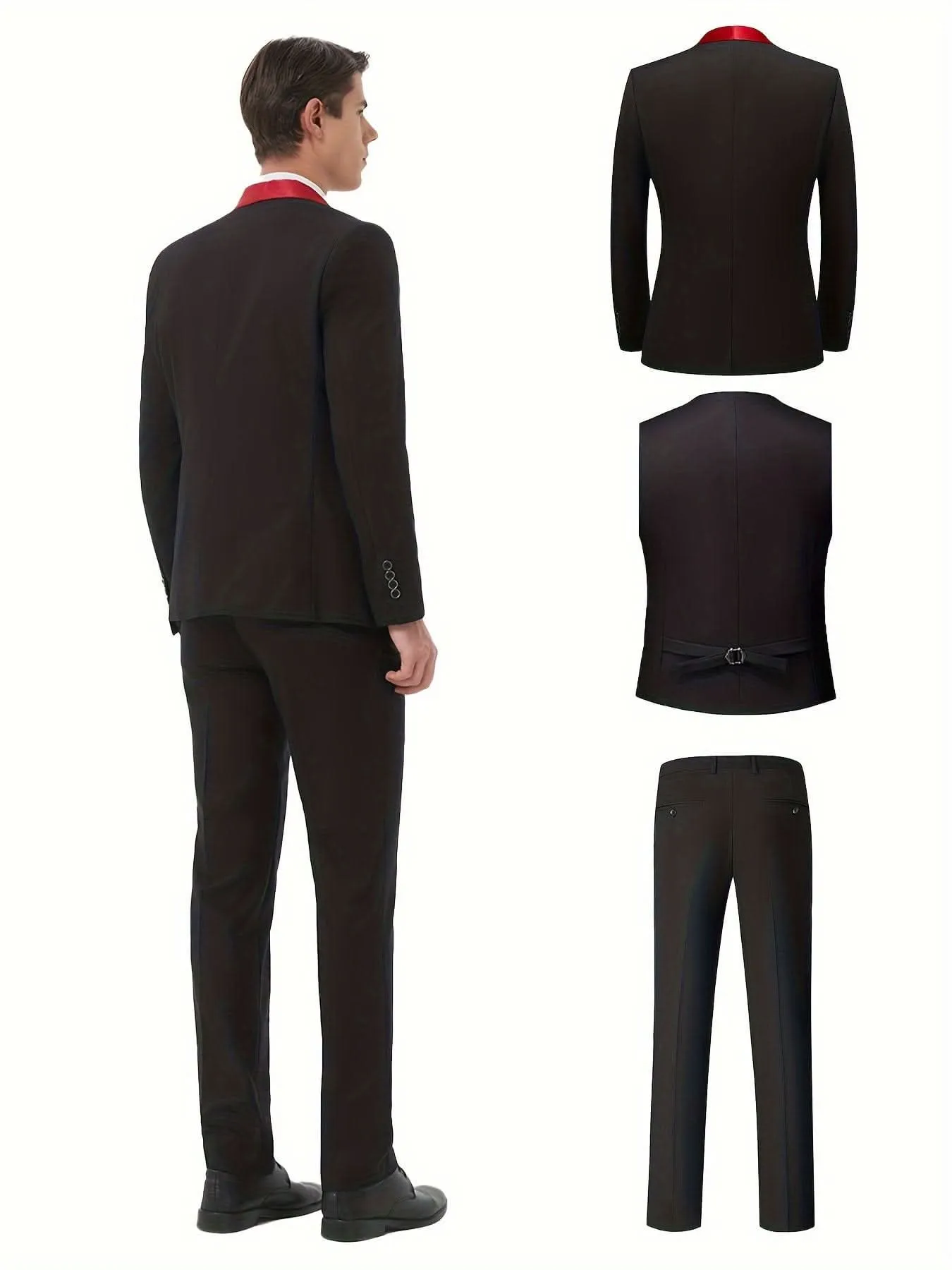 Elegant 3Piece Mens Tuxedo Set Jacket Vest Pants