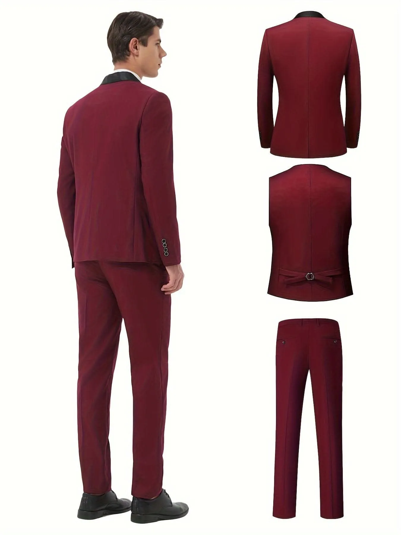 Elegant 3Piece Mens Tuxedo Set Jacket Vest Pants