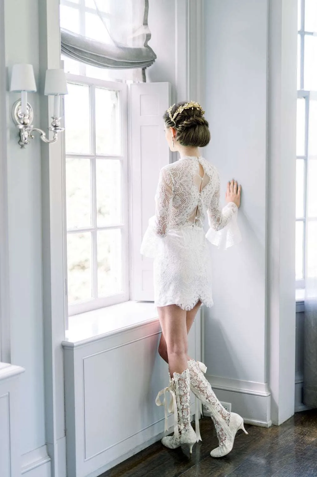 EYRE Short Wedding Dress with Overskirt