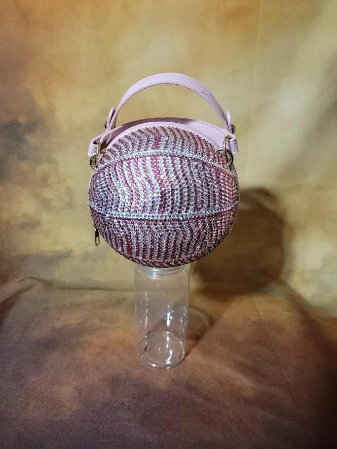 Handcrafted Rhinestone Pink And Crystal Crossbody Purse