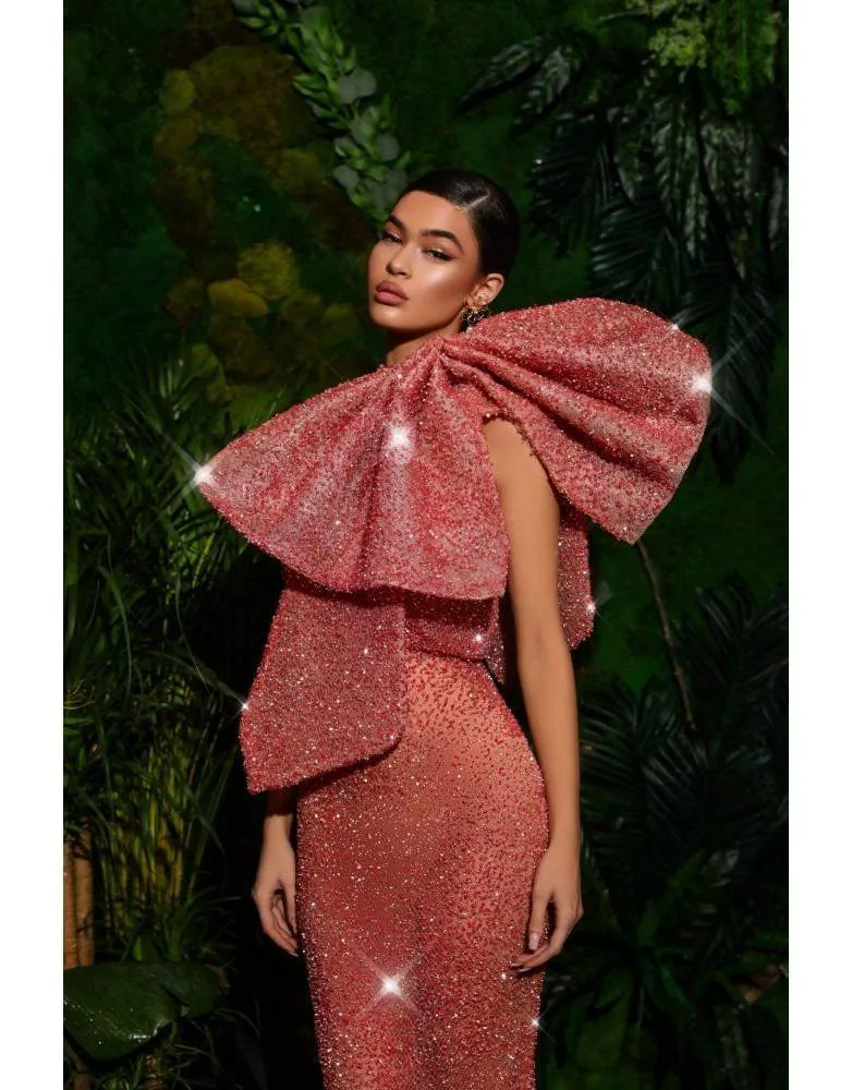 Luxury Evening Gown Sparkly Red