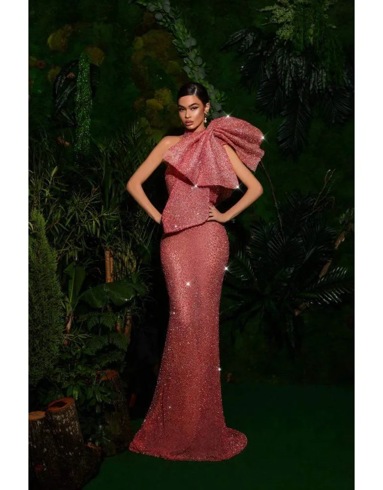Luxury Evening Gown Sparkly Red