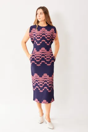 Odeeh Printed Back Zip Viscose Dress With Pockets