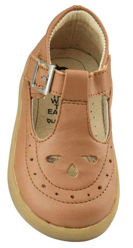Old Soles Girl's 5011 Royal Shoe Premium LeatherT-Strap Sneaker Shoe, Tan