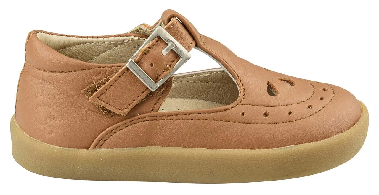 Old Soles Girl's 5011 Royal Shoe Premium LeatherT-Strap Sneaker Shoe, Tan