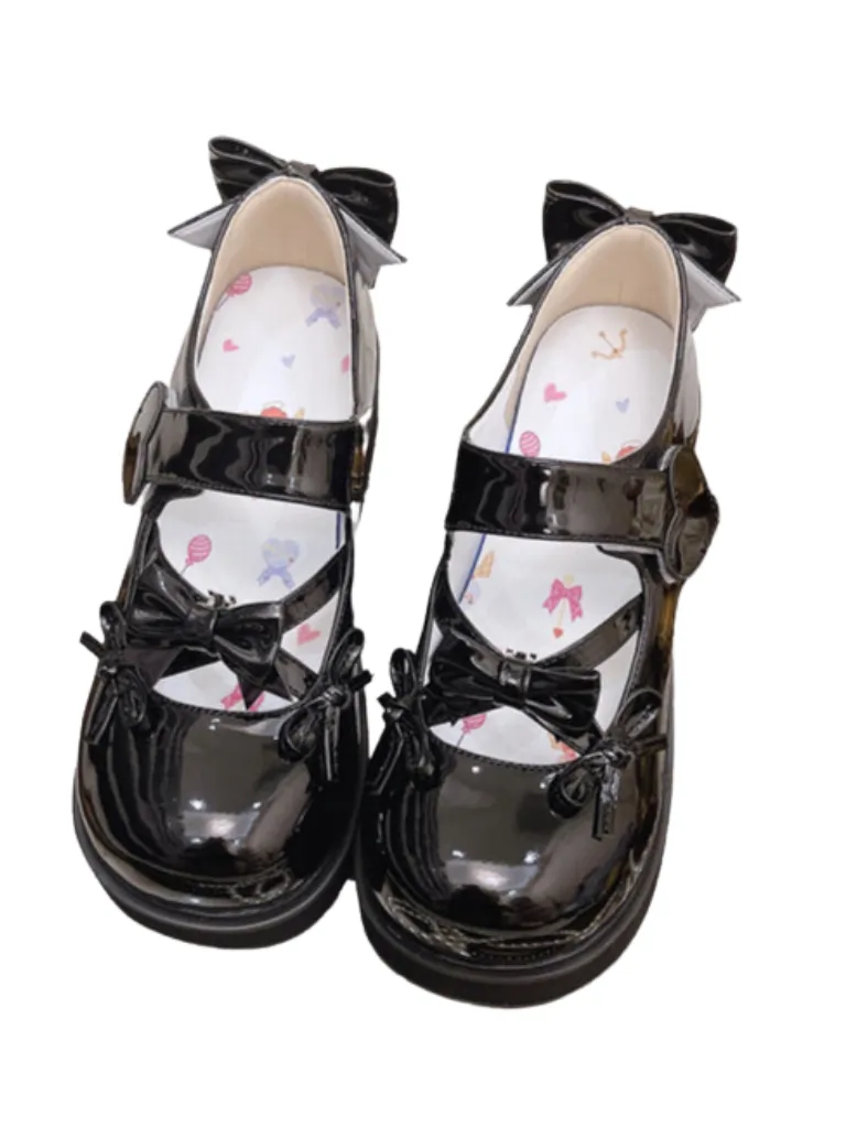 Round Lolita Shoes Ribbon Toe Platform